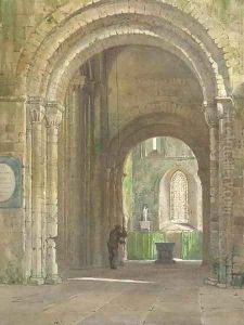 Bell ringing at the Church of Saint Mary de Haura, New Shoreham, Sussex by William Harding Collingwood-Smith