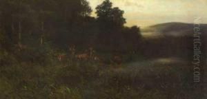 Rotwild Am Waldrand by Christian Johann Kroner