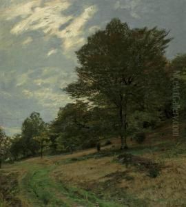 Landschaft Mit Baumen An Einem Sanften Abhang by Christian Johann Kroner