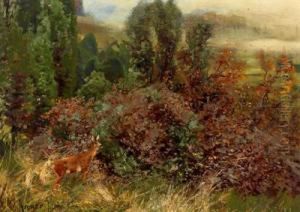 A Roebuck Marking His Territory In The Teutoburg Forest by Christian Johann Kroner