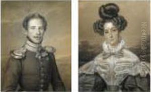 A Portrait Of Alexander Von
Reitzenstein In Uniform; A Portrait Of Amelie Von Reitzenstein (a Pair) by Franz Krutger