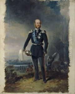 Bildnis Des Grossherzogs
Friedrich Franz Ii. Von Mecklenburg-schwerin (1823-1883). Der Grosherzog
In Mecklenburgischer Generalsuniform Mit Der Kette Des Preus. Schwarzen
Adler-ordens Und Dem Blauen Band Des Danischen Elephanten-ordens. Im
Hintergr by Franz Krutger