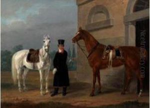 Two Saddled Mounts by Franz Krutger