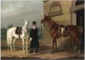 The Groom And His Horses by Franz Krutger