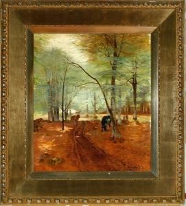 A Spring Forest With Grazing Cows by Olof Krumlinde