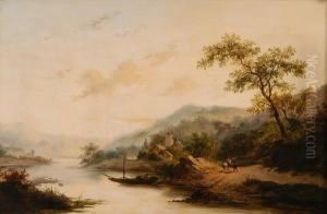 A River Landscape At A Ford