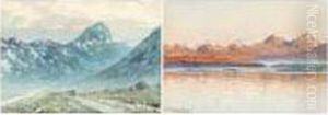 A Pair Of Watercolours Depicting Mountain Scenes A Pair Of Watercolours Depicting Mountain Scenes