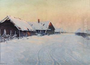 Village In Winter Sunlight by Constantin Kryschitskij