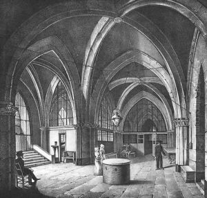 nterior view of the entrance room at the Conciergerie Prison 1831 by Collard