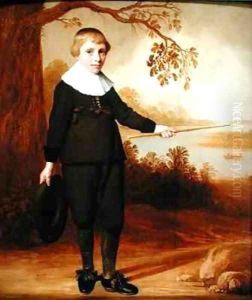 Portrait of a Seven year old Boy in a River Landscape by Jan Damen Cool