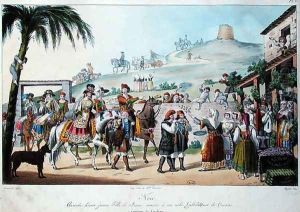 Wedding procession in the Cagliari region of Italy, engraved by Bezard 1825 by Cominotti