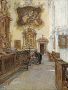 Blick In Den Seitenaltar Von St. Peter In Salzburg by Gotthardt Kuehl