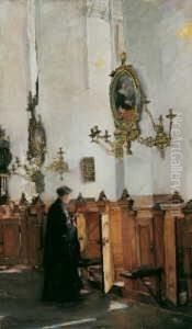 In Der St. Katharinenkirche In Hamburg. by Gotthardt Kuehl