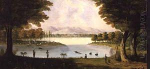 Setting up Camp of the Naval Survey Expedition, at the Mill Pool, Perth, Western Australia