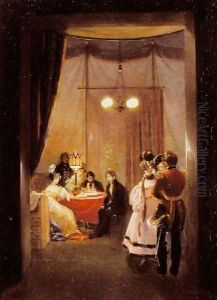 The Salon of Hortense de Beauharnais (1783-1837) in Rome by Pierre Felix Cottrau