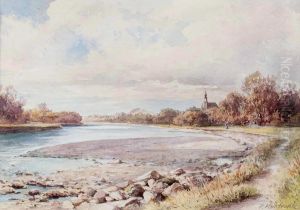 Salzachufer Mit Bergheimer Kirche by Franz Kulstrunk