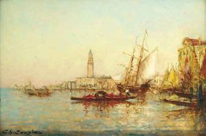 A gondola on a Venetian canal by Charles Cousins