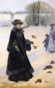 Winter Morning in the Tuileries Gardens, Paris by Jean Eugene Clary