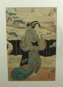 Lady Walking In Snow