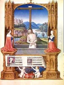 Christ of Pity Adored by the Duke and Duchess of Savoy by Jean Colombe