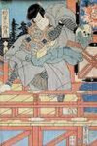 Aktor Z Czaszka Przy Balustradzie by Gototei Kunisada
