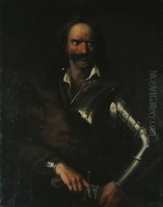 Portrait Of A Soldier, Possibly
Franz Ii Rakoczi, Half-length, In Armour With A Fur Mantle Unsheathing
His Sword by Johann Kupetzki