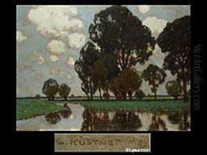 Flusslandschaft Mit Baumen by Carl Kustner