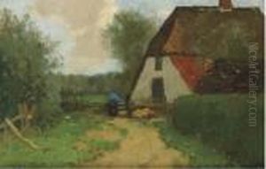 A Farmer At Work, The Veluwe by Cornelis Kuypers
