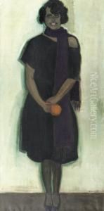 A Portrait Of An Elegant Lady With Orange