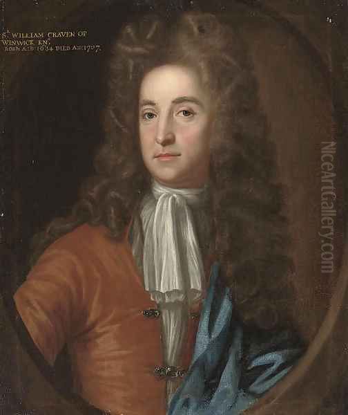 Portrait of Sir William Craven, of Winwick, Northamptonshire (1634-1707), bust-length, in a brown coat and blue mantle - view 1