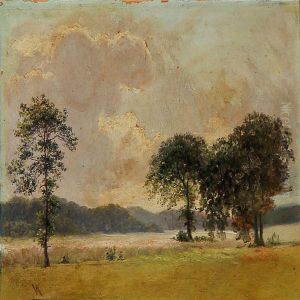 Light Cloudy Summer Landscape With Tall Trees At A Field by Vilhelm Kyhn