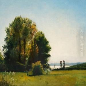 Landscape With Two Ladies With Sunshades