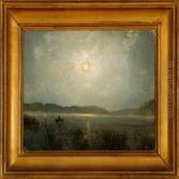 Overlooking A Lake In Moonlight - view 1