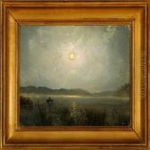 Overlooking A Lake In Moonlight by Vilhelm Kyhn