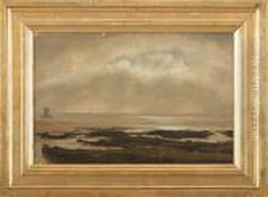 Seascape With Sailing Ships, Probably From Kalvebod Strand by Vilhelm Kyhn
