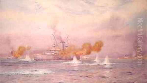 HMS Albion commanded by Capt A Walker Heneage completing the destruction of the outer forts of the Dardanelles in 1915 2 - view 1