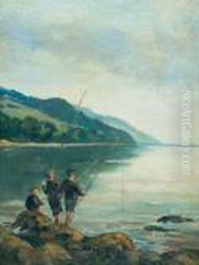Three Young Fishermen. by Georgina Moutray Kyle