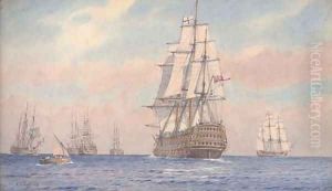 Nelson in H.M.S. Victory joining the fleet off Cadiz prior to the battle of Trafalgar