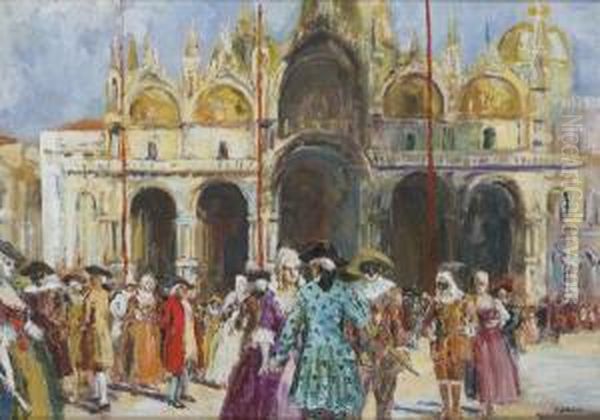 Basilica Di San Marco Con Figure In Mashera Piazza San Marco Con Figure In Mashera - view 1