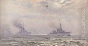 The German fleet, under escort to Scapa Flow, after its surrender in November 1918 by Alma Claude Burlton Cull