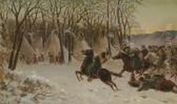 Custer Attacking An Indian Village - view 1