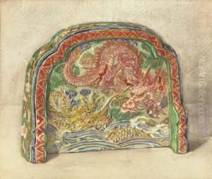 Old Japanese Screen Of Imari Ware by John La Farge
