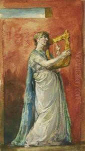 ''the Harpist'' (after An Antique Statue) by John La Farge