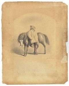 Rider With Poncho Mounting Horse by John La Farge