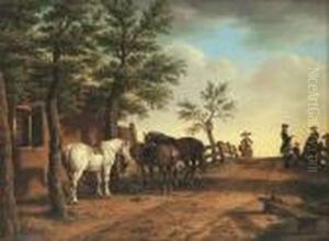 Chevaux Devant L'ecurie