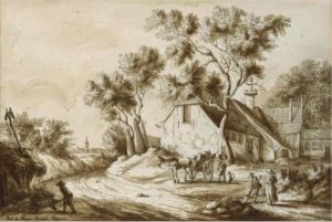 View Of A Farmer's Cottage In A 
Dune Landscape, With The Hague On The Horizon To The Left