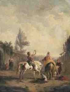 Hunters Resting In A Village