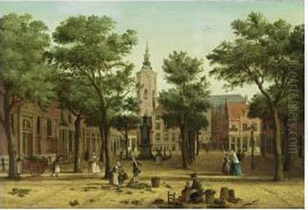 The Hague; The Grote Markt Seen 
From The Prinsegracht With The Boterwaag On The Left And The Grote Or 
St. Jacobskerk Beyond - view 1