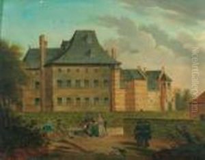 Elegant Couples In The Garden Of A Country Mansion