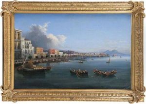 Pecheurs Dans Legolfe De Naples by Gioacchino La Pira